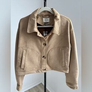 Stoosh Tan Utility Cropped Jacket for Women